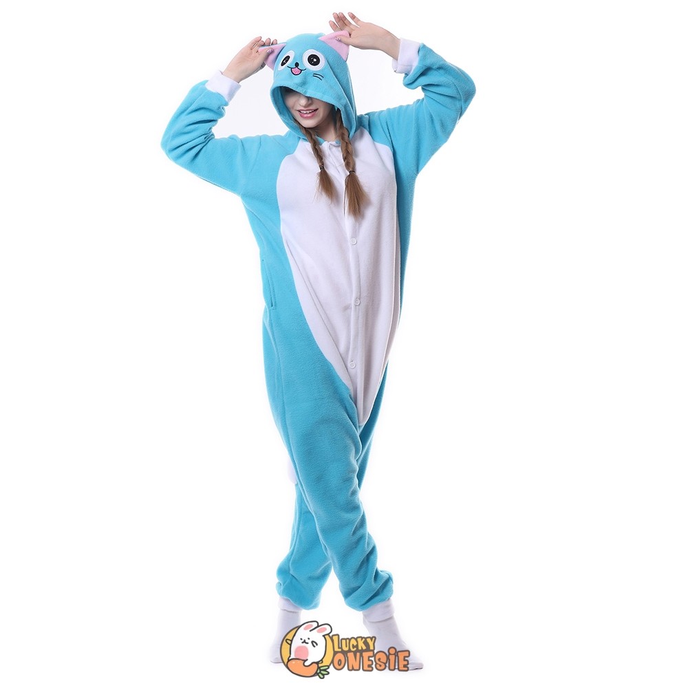 Blue Cat Onesie Pajamas for Adult & Teens Animal Onesies ...
